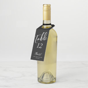 Étiquette de bouteille avec numéro de table et écr