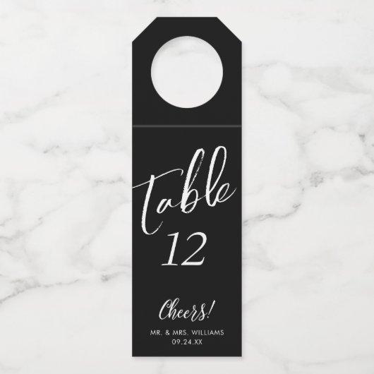 Étiquette de bouteille avec numéro de table et écr (Devant)