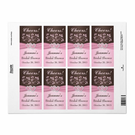 Étiquette de bouteille Brown rose (Feuille entière)