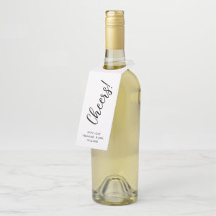 Étiquette de bouteille « Cheers » en écriture manu