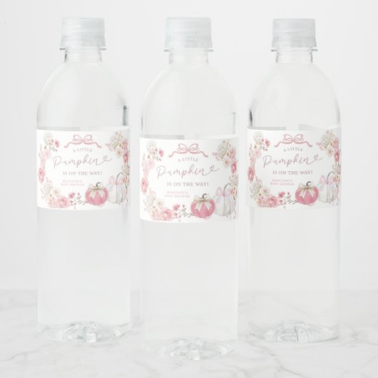 Étiquette de bouteille Citrouille blanc et rose (Bouteilles)