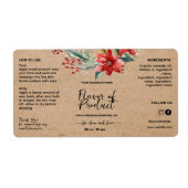 Étiquette de bouteille compte-gouttes Kraft Floral (Devant)