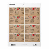 Étiquette de bouteille compte-gouttes Kraft Floral (Feuille entière)
