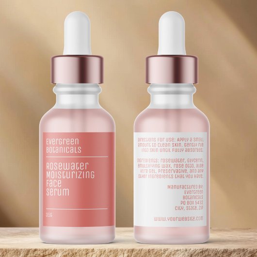 étiquette de bouteille compte-gouttes rose poussié
