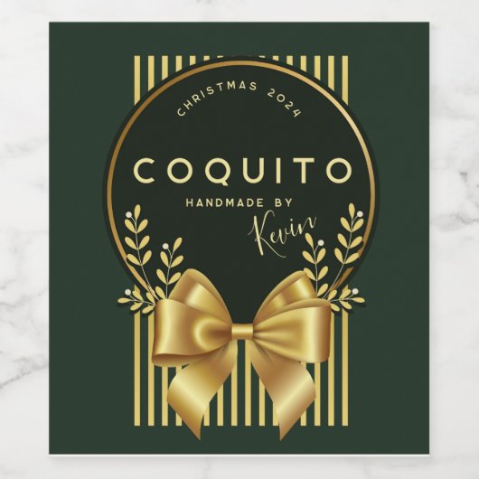 Étiquette de bouteille Coquito Bow Unisex (Étiquettes simples)