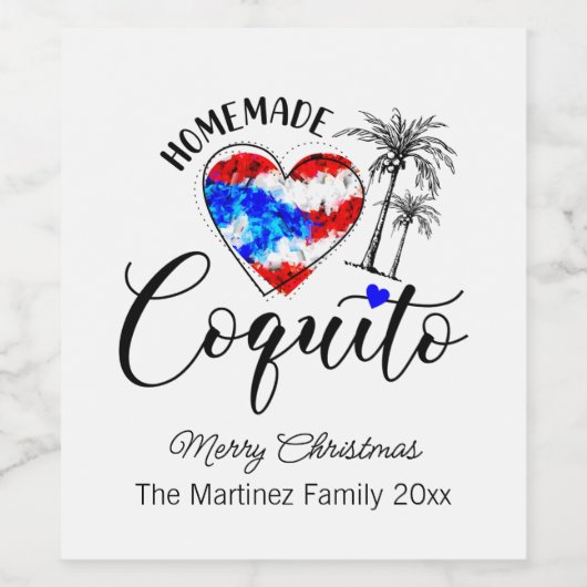 Étiquette de bouteille Coquito Flag fait maison (Étiquettes simples)