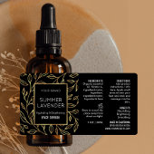 Étiquette de bouteille cosmétique Black & Gold Flo
