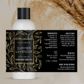 Étiquette de bouteille cosmétique Black & Gold Flo