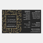 Étiquette de bouteille cosmétique Black & Gold Flo (Devant)