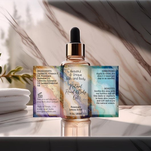 Étiquette de bouteille d'Agate 4oz ou produit de g