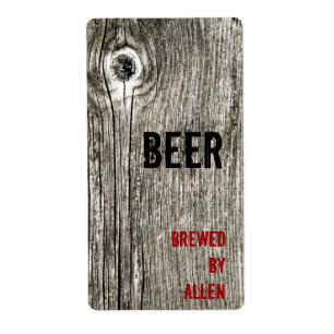 étiquette de bouteille de bière à texture en bois