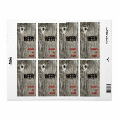 étiquette de bouteille de bière à texture en bois (Feuille entière)