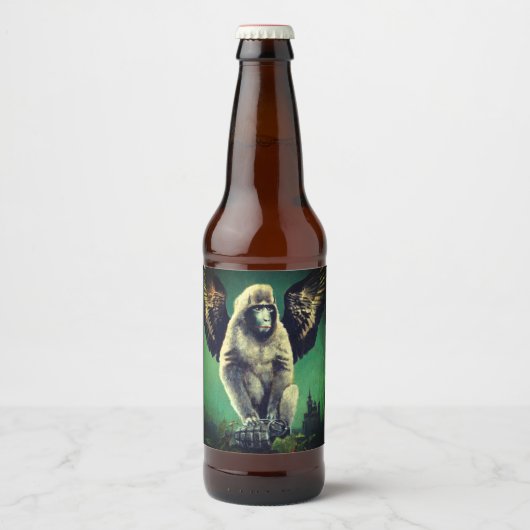 Étiquette de bouteille de bière de singe volant (Devant)