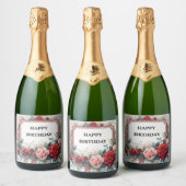 étiquette de bouteille de champagne à cadre de ros (Bouteilles)
