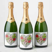 étiquette de bouteille de champagne à coeur de fle (Bouteilles)