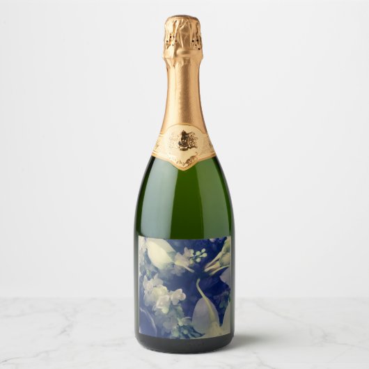 étiquette de bouteille de champagne à fleurs sombr (Devant)