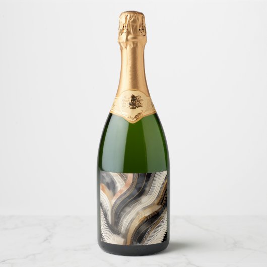 étiquette de bouteille de champagne à vagues abstr (Devant)
