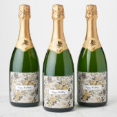 étiquette de bouteille de champagne aux fleurs jau (Bouteilles)