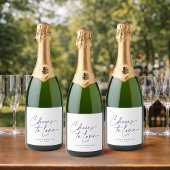 Étiquette de bouteille de champagne de mariage élé