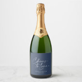 Étiquette de Bouteille de Champagne de Mariage Nav (Devant)