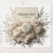 étiquette de bouteille de champagne fleurs blanche (Étiquettes simples)