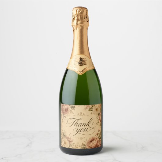 étiquette de bouteille de champagne fleurs nostalg (Devant)