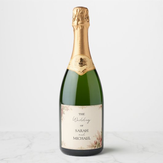 étiquette de bouteille de champagne jardin de rose (Devant)