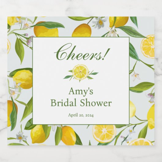 Étiquette de bouteille de champagne Lemon Main Squ (Étiquettes simples)