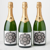 étiquette de bouteille de champagne mandala vintag (Bouteilles)