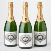 étiquette de bouteille de champagne orchidée noir  (Bouteilles)
