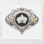 étiquette de bouteille de champagne orchidée noir  (Étiquettes simples)
