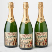 étiquette de bouteille de champagne vintage joyeux (Bouteilles)