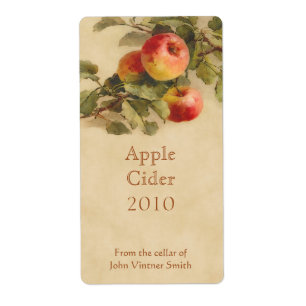 Étiquette de bouteille de cidre de pomme