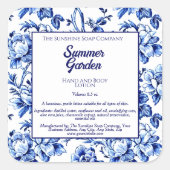 Étiquette de bouteille de cosmétique Floral Bleu e (Devant)