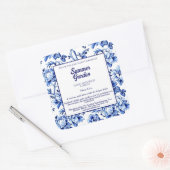 Étiquette de bouteille de cosmétique Floral Bleu e (Enveloppe)