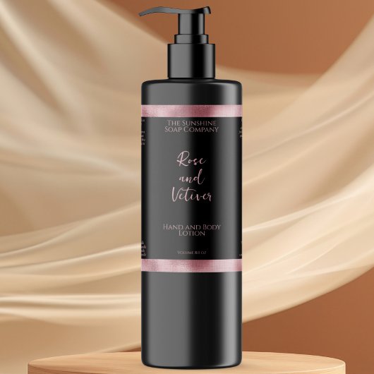 Étiquette de bouteille de cosmétique noir et rose