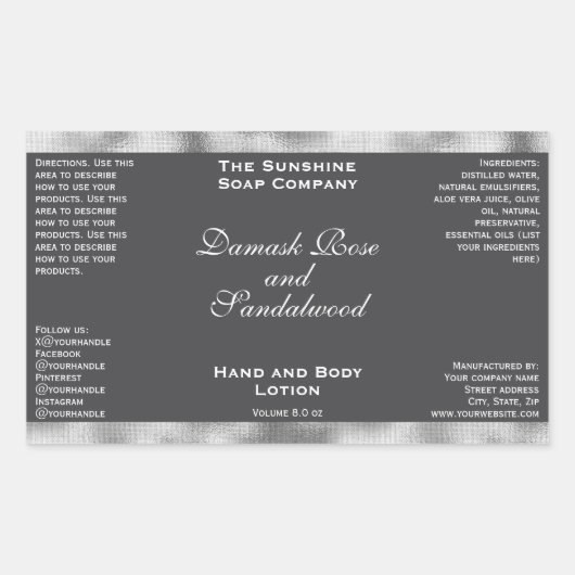 Étiquette de bouteille de cosmétiques en feuille m (Devant)