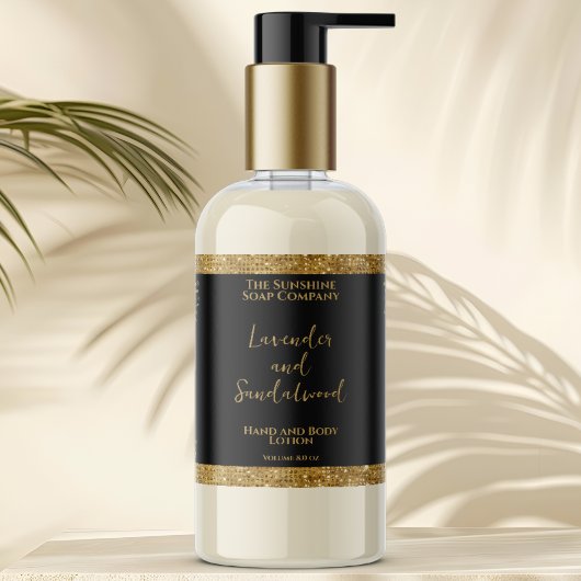 Étiquette de bouteille de cosmétiques en noir et o