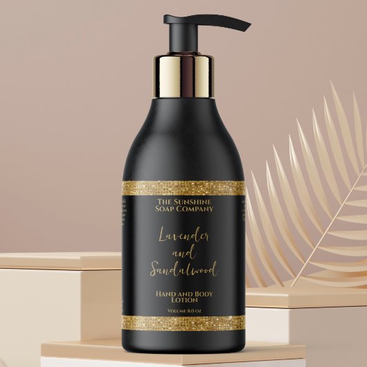 Étiquette de bouteille de cosmétiques en noir et o