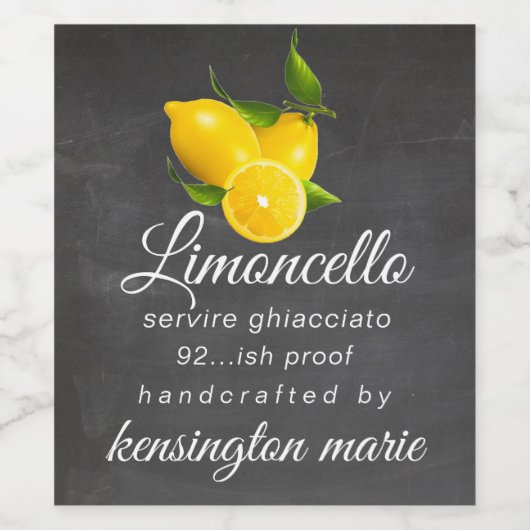 Étiquette de bouteille de limoncello au look table (Étiquettes simples)