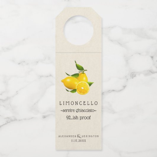Étiquette de bouteille de Limoncello | Cadeau invi (Devant)