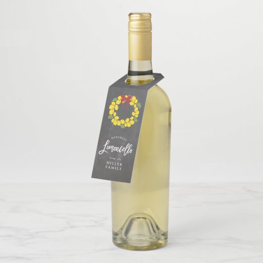 Étiquette de bouteille de Limoncello, guirlande de (Incliné)