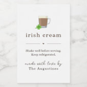 Étiquette de bouteille de liqueur de crème irlanda (Étiquettes simples)