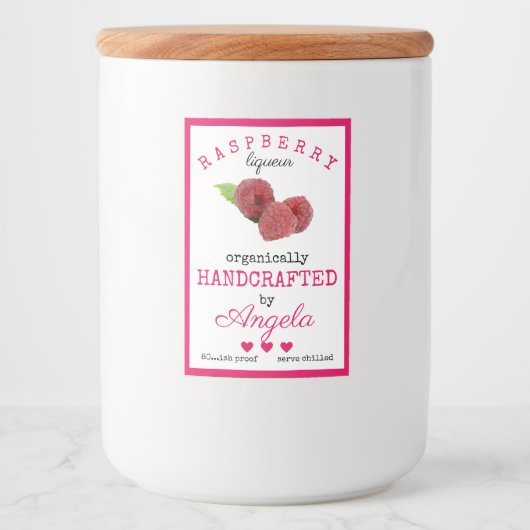 Étiquette de bouteille de liqueur de framboise mai (Devant)