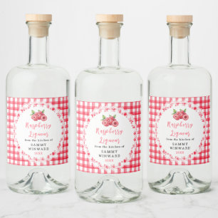 Étiquette de bouteille de liqueur de framboise mai