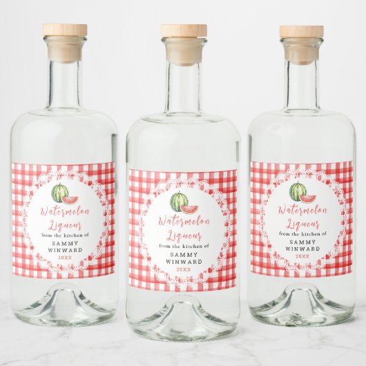 Étiquette de bouteille de liqueur de pastèque mais (Bouteilles)