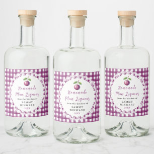 Étiquette de bouteille de liqueur de prune maison