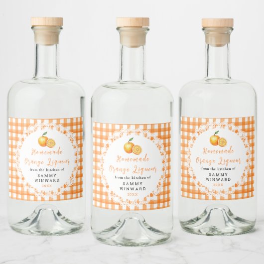 Étiquette de bouteille de liqueur d'orange maison (Bouteilles)
