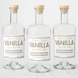 Étiquette de bouteille de liqueur noir et or vanil