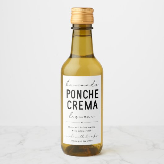 Étiquette de bouteille de liqueur Ponche Crema fai (Devant)